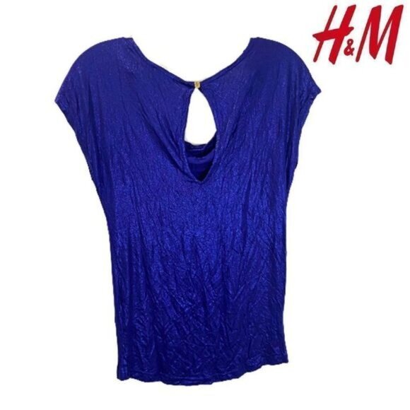 H&M Women's Drape‎ Neck Keyhole Back Blouse Top - Picture 3 of 6